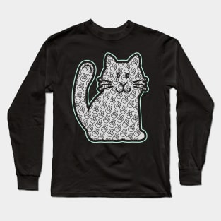 PEACE CAT STICKER | LIGHT GREEN, KELLY GREEN AND GRAY Long Sleeve T-Shirt